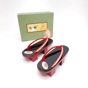 Vintage Okobo Traditional Japanese Wooden‎ Sandals Geisha Clogs Womens 6.5